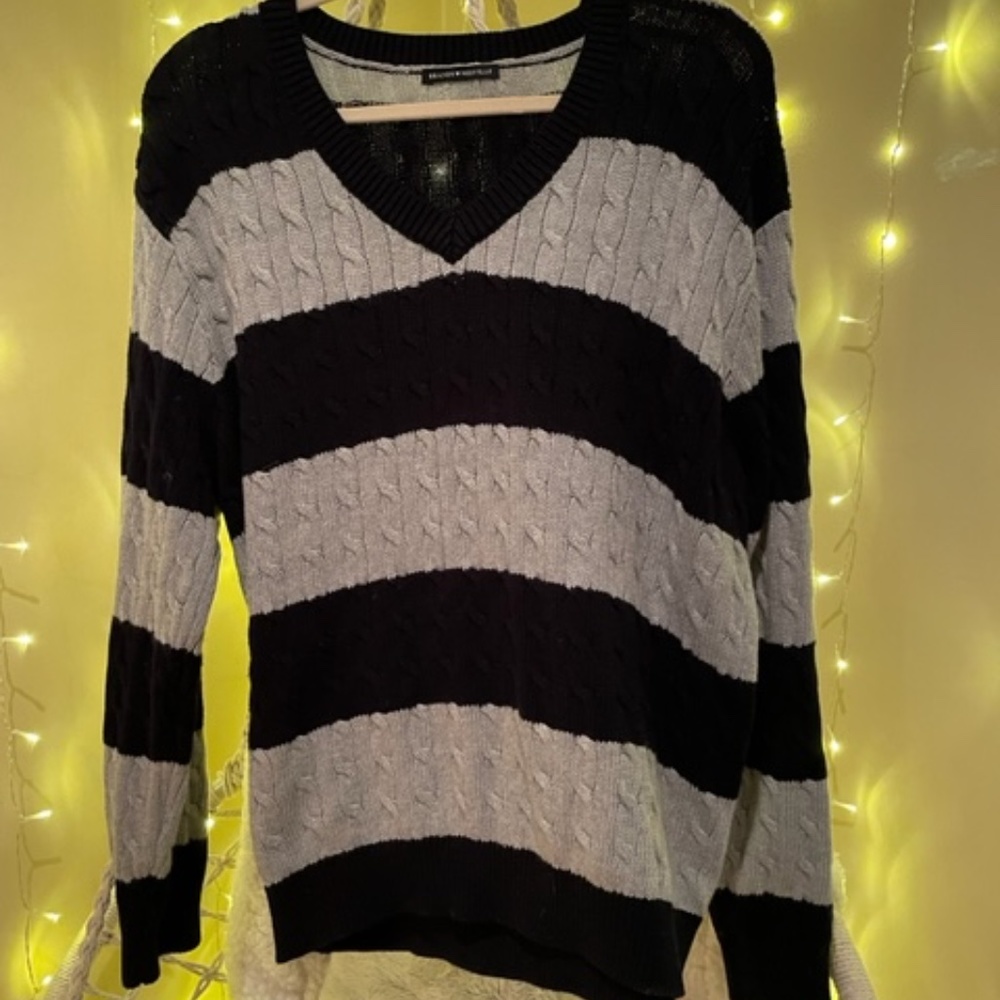 Brandy Melville Nikki Cable Knit Striped Sweater